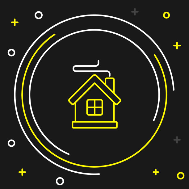 行圣诞快乐的房子图标孤立在黑色图片下载