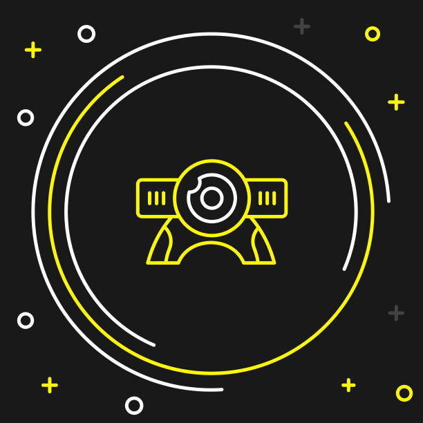 线网络相机图标孤立的黑色背景图片下载