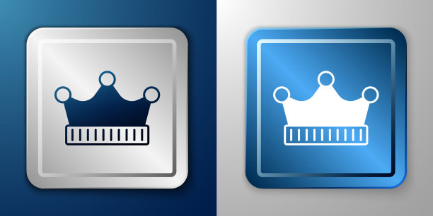 白色国王冠图标孤立在蓝色和灰色图片下载