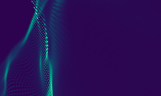 紫色背景上的蓝色几何粒子。连接结构。科学的蓝色背景。未来技术HUD元素。连接点和线。大数据与商业图片下载