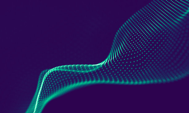 紫色背景上的蓝色几何粒子。连接结构。科学的蓝色背景。未来技术HUD元素。连接点和线。大数据与商业图片下载