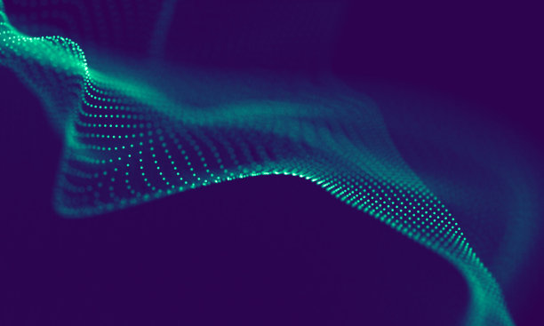 紫色背景上的蓝色几何粒子。连接结构。科学的蓝色背景。未来技术HUD元素。连接点和线。大数据与商业图片下载