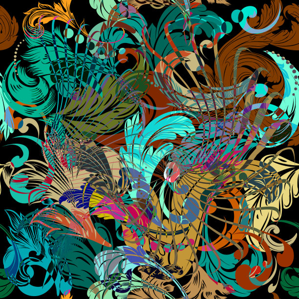 鲜艳多彩的花朵无缝图案图片下载