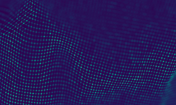 紫色背景上的蓝色几何粒子。连接结构。科学的蓝色背景。未来技术HUD元素。连接点和线。大数据与商业图片下载