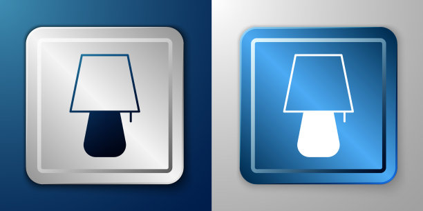 白色台灯图标孤立在蓝色和灰色上图片下载