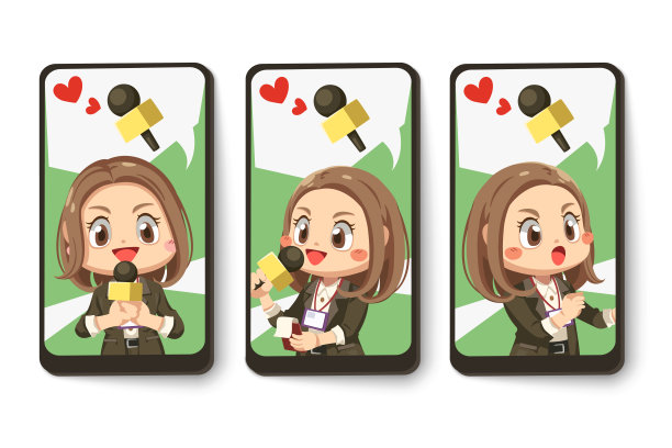 卡通人物中女记者的情感图片下载