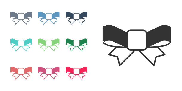 黑色礼物蝴蝶结图标孤立的白色背景图片下载