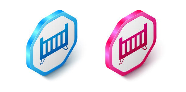 等距婴儿床上孤立的摇篮床图标图片下载