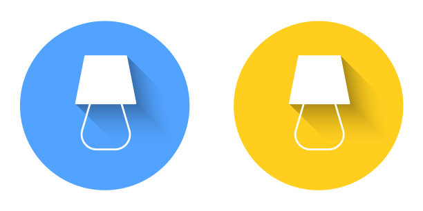 白色台灯图标与长阴影隔离图片下载