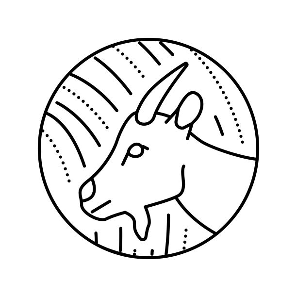 山羊中国占星动物线图标矢量插图图片下载