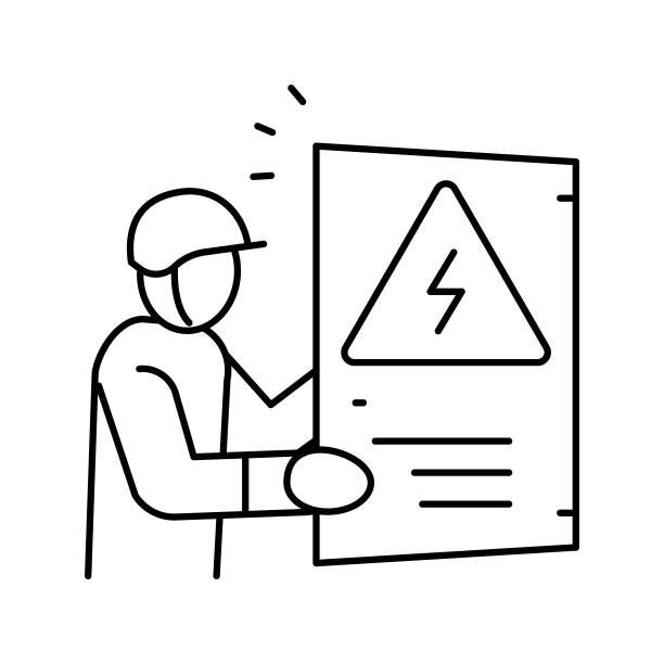 应急电工线图标矢量插图图片下载