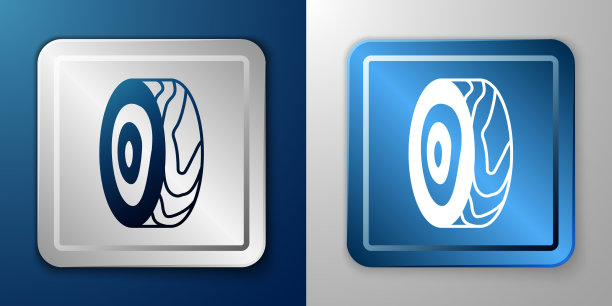 白色树木年轮图标孤立的蓝色和灰色图片下载