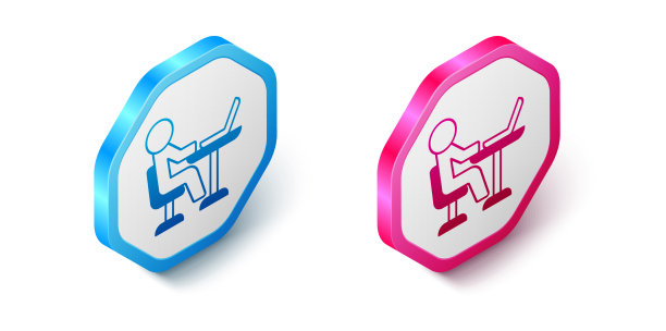 等距自由职业者图标孤立在白色图片下载