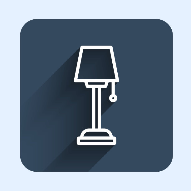 白线落地灯图标与长孤立图片下载