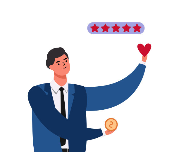 商人赚钱，喜欢和知名度，商业插图，媒体广告，平面矢量设计图片下载