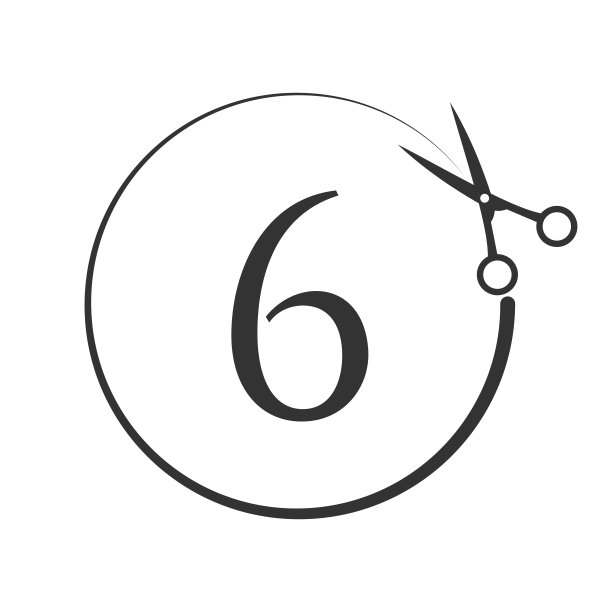 沙龙和理发标志上的信6标志。剪刀图标与标志类型概念图片下载