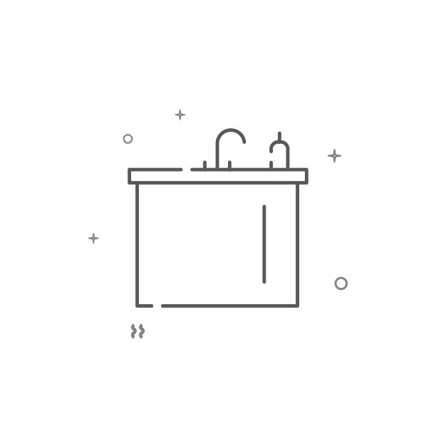 厨房水槽简单的矢量线图标。符号，象形图，白色背景上孤立的符号。可编辑的中风图片下载
