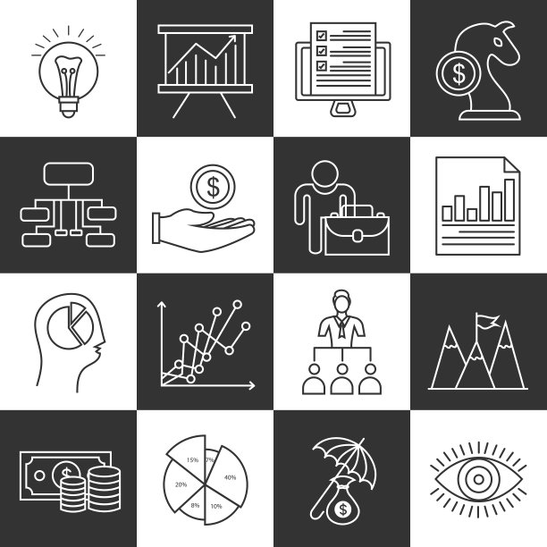 业务分析细线矢量图标集图片下载
