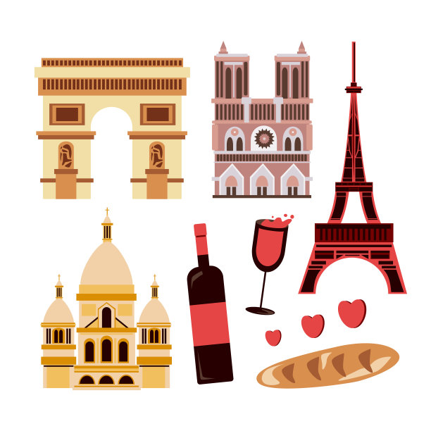 地标性历史城市建筑和建筑向量图片下载