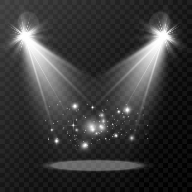 光源、音乐会灯光、聚光灯。音乐会聚光灯与光线照明聚光灯为网页设计插图。图片下载