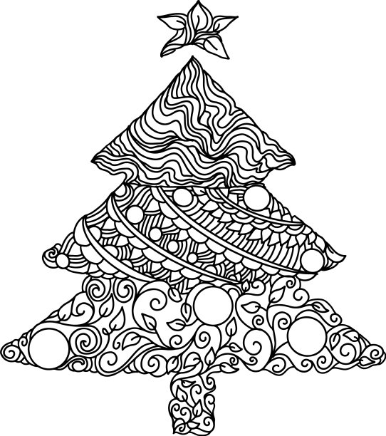 涂鸦圣诞树的背景与圣诞节图片下载