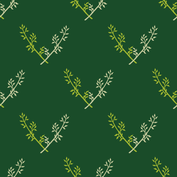 深绿色上有亮枝的无缝图案图片下载