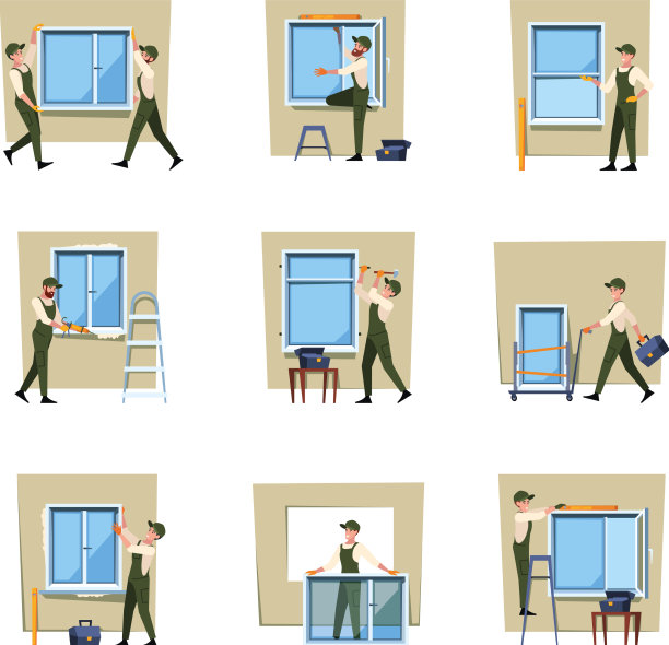 窗户装有现代透明玻璃图片下载