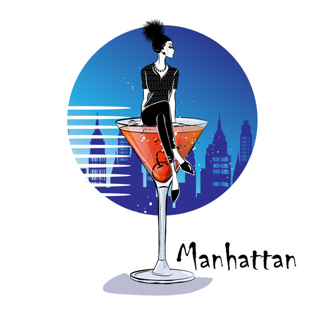 手绘鸡尾酒曼哈顿图片下载