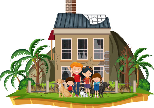 幸福的家庭在房子前面图片下载