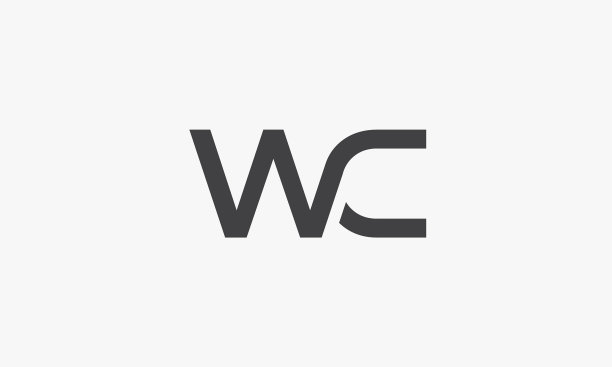 白色上孤立的Wc字母标志概念图片下载