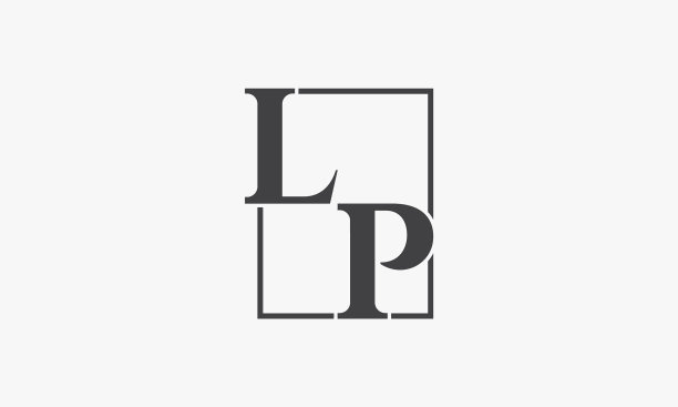 带有方形线条的lp字母logo，白色背景图片下载
