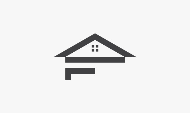 字母F房屋屋顶标志概念图片下载