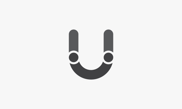 白色背景上的笑脸字母U logo概念图片下载