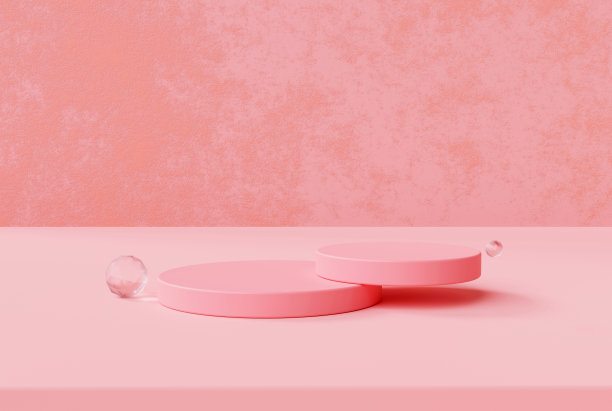 玫瑰金最小裙台底座为化妆品产品展示平台和产品植入背景3d插图图片下载