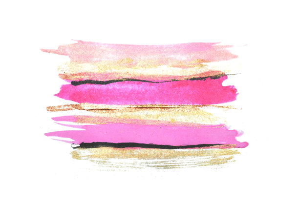 抽象的金色，粉色和黑色水彩条纹上的白色图片下载