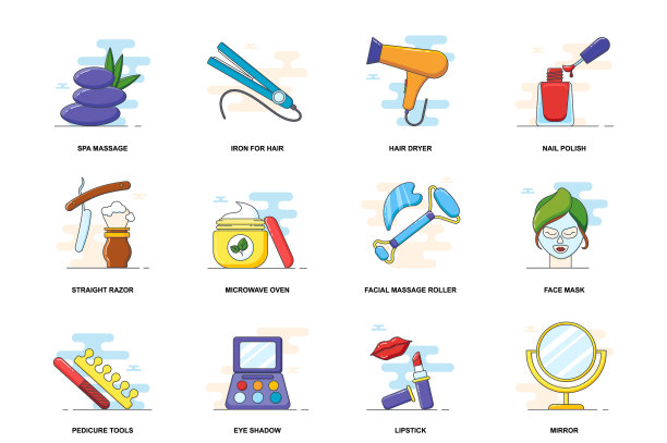 美丽项目web概念平线图标集图片下载