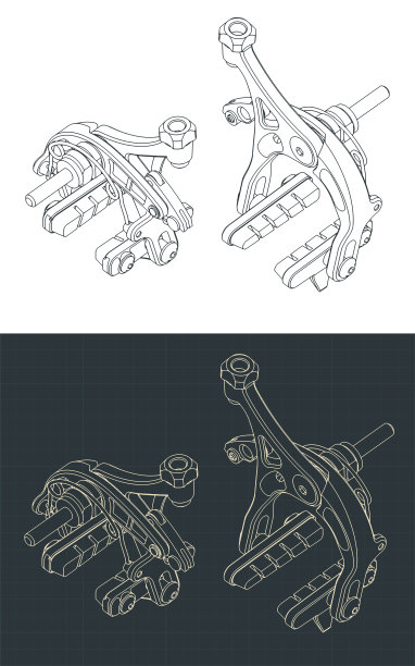 道路自行车制动卡钳等距图纸图片下载