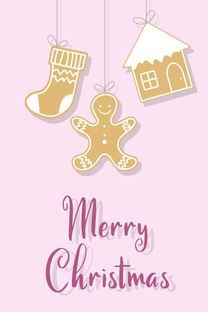 用姜饼涂鸦圣诞贺卡图片下载