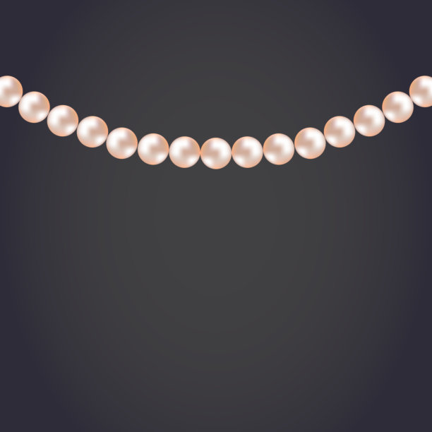 现实珍珠项链在黑暗的背景，矢量插图。图片下载