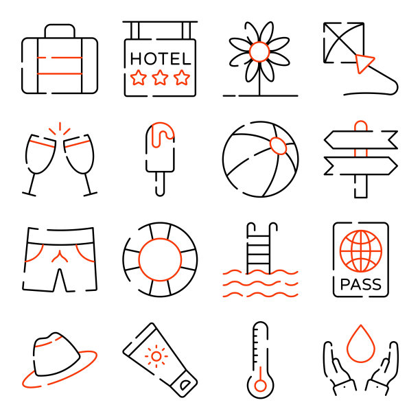 夏季旅行扁平图标包图片下载
