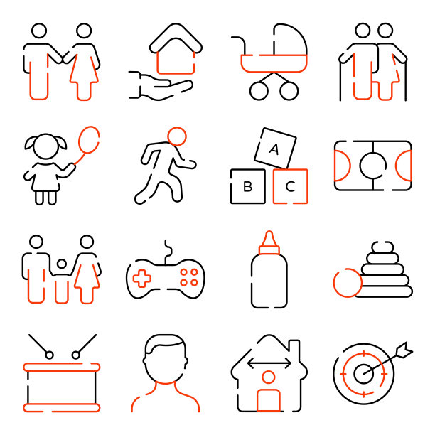 家庭爱心扁平风格图标包图片下载