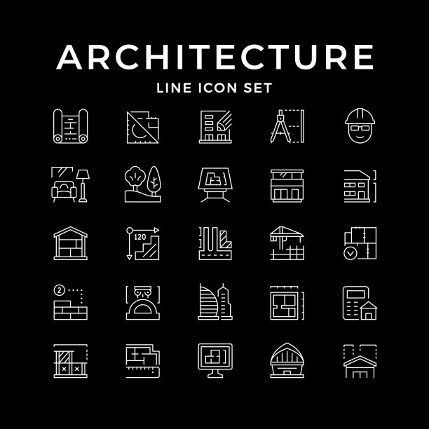 建筑线性图标合集图片下载