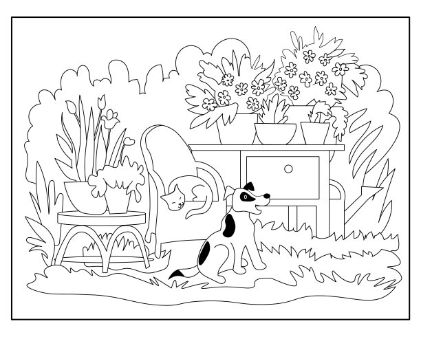 彩色的书。用花园的花着色的插图。艺术线。艺术治疗。黑白矢量背景。图片下载