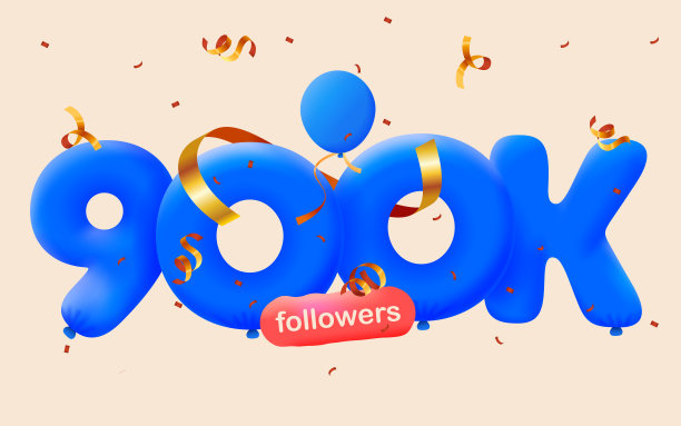有900K粉丝的横幅，以3d蓝色气球和五彩纸屑的形式感谢你。矢量插图3d数字社交媒体90万粉丝谢谢图片下载