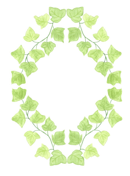 水彩手绘常春藤框架图片下载