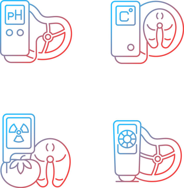 食品检测设备梯度线性图标集图片下载