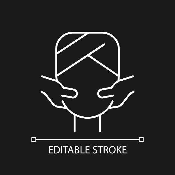 脸部按摩白色线性图标为黑暗主题图片下载