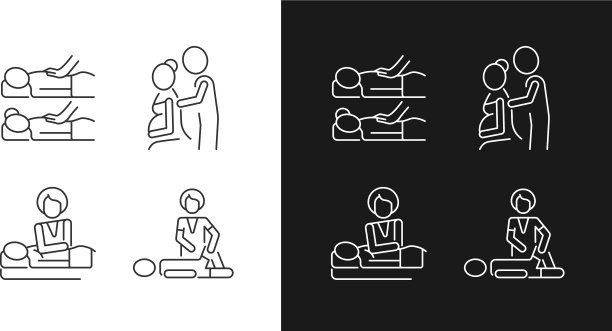 放松的水疗体验线性图标设置为黑暗图片下载