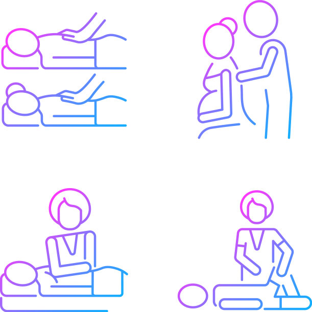 放松水疗体验梯度线性图标集图片下载