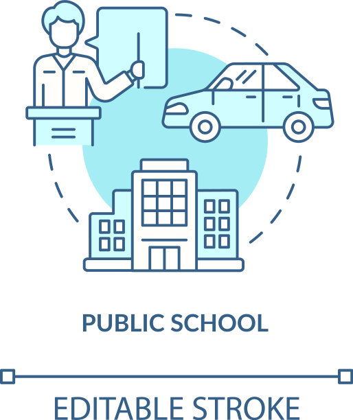 公立学校蓝色概念图标图片下载